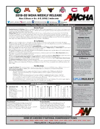 2019-20 WCHA WEEKLY RELEASE Week 2 (Games of Oct