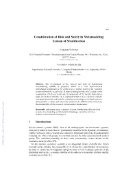 Consideration of Risk and Safety in Metamodeling System of Stratification
