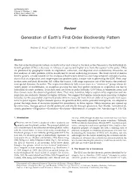 Generation of Earth's First-Order Biodiversity Pattern