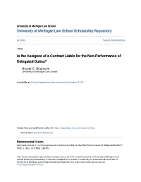 Is the Assignee of a Contract Liable for the Non-Performance of Delegated Duties?