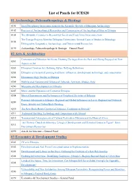 List of Panels for ICES20