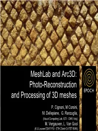 Meshlab and Arc3d: Photo-Reconstruction and Processing of 3D Meshes