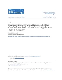 Stratigraphic and Structural Framework of the Carboniferous Rocks of the Central Appalachian Basin in Kentucky Donald R
