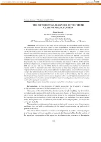 The Differential Diagnosis of the Third Class of Malocclusion