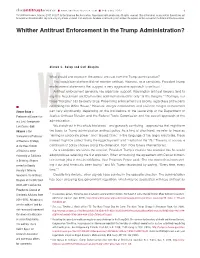 Whither Antitrust Enforcement in the Trump Administration?