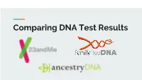 Comparing DNA Test Results Why Take a DNA Test? Family Legend