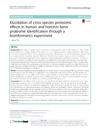 Elucidation of Cross-Species Proteomic Effects in Human and Hominin Bone Proteome Identification Through a Bioinformatics Experiment F