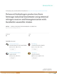 Enhanced Biohydrogen Production from Beverage Industrial Wastewater Using External Nitrogen Sources and Bioaugmentation with Facultative Anaerobic Strains