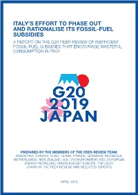 Italy's Effort to Phase out and Rationalise Its Fossil Fuel Subsidies