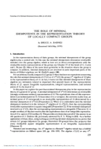 The Role of Minimal Idempotents in the Representation Theory of Locally Compact Groups