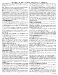 Bill of Lading – Contract for Carriage