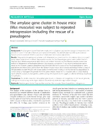 Mus Musculus) Was Subject to Repeated Introgression Including the Rescue of a Pseudogene Miriam Linnenbrink†, Kristian K