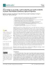O-Nb(W) Systems That Exhibit Nonlinear Optical Properties