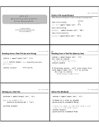 Python Data Analytics Open a File for Reading: Infile = Open("Input.Txt", "R")