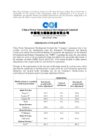 Adjustments of On-Grid Tariffs