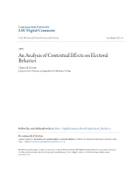 An Analysis of Contextual Effects on Electoral Behavior. Charles E