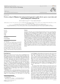 Priority-Setting for Philippine Bats Using Practical Approach to Guide Eﬀective Species Conservation and Policy-Making in the Anthropocene