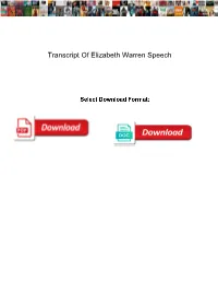 Transcript of Elizabeth Warren Speech