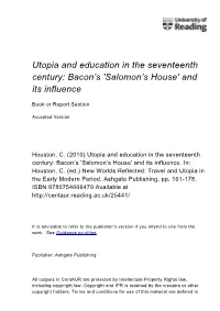 Utopia and Education in the Seventeenth Century: Bacon's