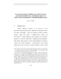 Violations of Zoning Ordinances, the Covenant Against Encumbrances, and Marketability of Title: How Purchasers Can Be Better Protected