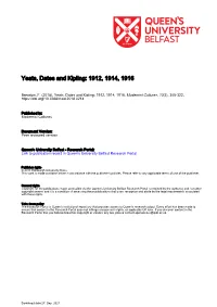 Yeats, Dates and Kipling: 1912, 1914, 1916