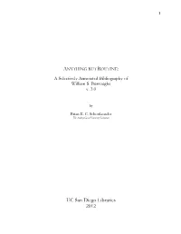 A Selectively Annotated Bibliography of William S. Burroughs V. 3.0