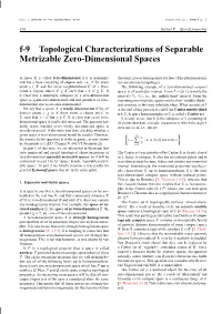 F-9 Topological Characterizations of Separable Metrizable Zero-Dimensional Spaces