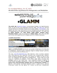 For Immediate Release. Oct. 8Th, 2010 Microbesonline.Org Enhanced for Metagenomics and Metabolism