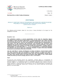 G/STR/Q1/CAN/10/Add.1 5 July 2016 (16-3598) Page