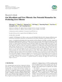 Gut Microbiota and Liver Fibrosis: One Potential Biomarker for Predicting Liver Fibrosis