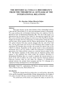 The Historical Cuba-Us Discordancy from the Theoretical Outlook of The