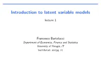 Introduction to Latent Variable Models