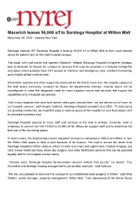 Macerich Leases 56,000 S/F to Saratoga Hospital at Wilton Mall November 05, 2019 - Upstate New York