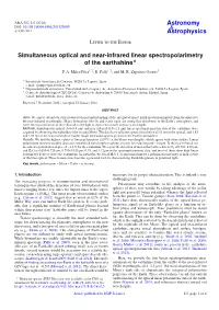 Simultaneous Optical and Near-Infrared Linear Spectropolarimetry of the Earthshine
