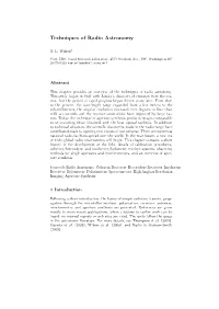 Techniques of Radio Astronomy