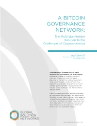 A Bitcoin Governance Network: the Multi-Stakeholder Solution to the Challenges of Cryptocurrency