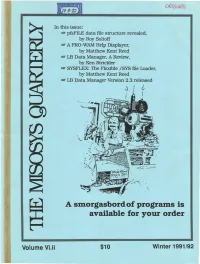 A Smorgasbord of Programs Is Available for Your Order