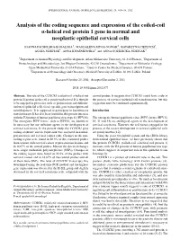 Analysis of the Coding Sequence and Expression of the Coiled-Coil Α-Helical Rod Protein 1 Gene in Normal and Neoplastic Epithelial Cervical Cells