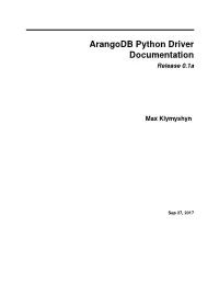 Arangodb Python Driver Documentation Release 0.1A