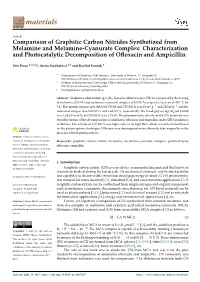 Comparison of Graphitic Carbon Nitrides Synthetized from Melamine
