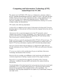 Computing and Information Technology [CIT] Annual Report for FY 2001