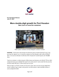 July 12, 2021 – More Double-Digit Growth for Port