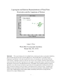 Lagrangian and Eulerian Representations of Fluid Flow: Kinematics and the Equations of Motion