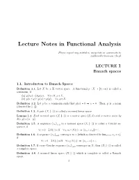 Lecture Notes in Functional Analysis