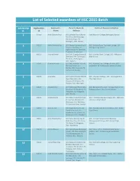 List of Selected Awardees of HSC 2015 Batch