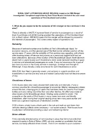 RURAL EAST LOTHIAN BUS GROUP (RELBUS) Response to CMA Merger