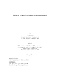 Stability of Universal Constructions for Persistent Homology