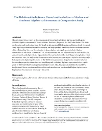 The Relationship Between Opportunities to Learn Algebra and Students’ Algebra Achievement: a Comparative Study