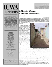 A Time to Weave, a Time to Remember