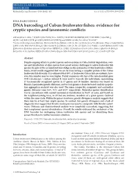 DNA Barcoding of Cuban Freshwater Fishes